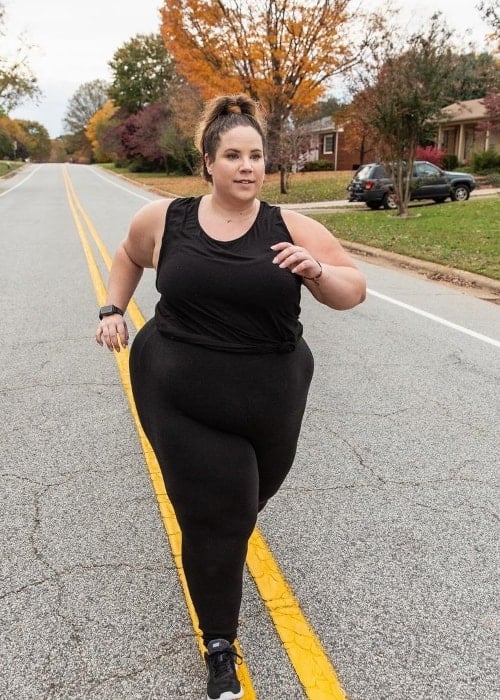Whitney Way Thore as seen while running on the street in January 2019