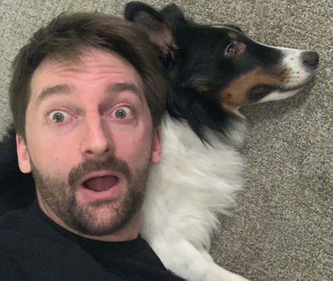 Aaron Kyro in a selfie with his dog as seen in June 2019