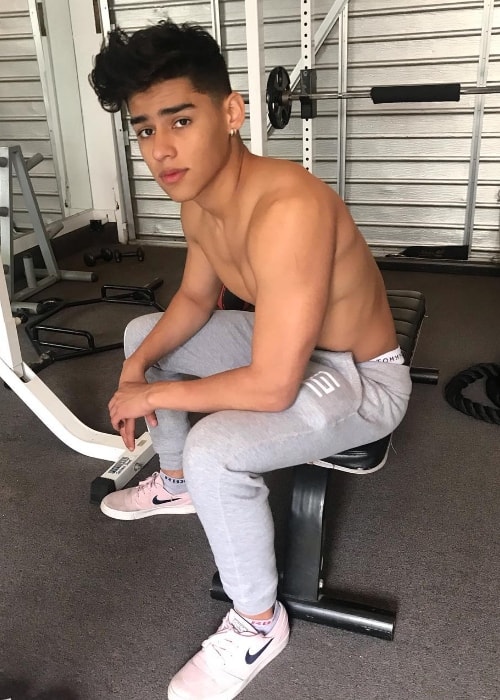 Andrew Davila as seen while posing shirtless at the gym in February 2019