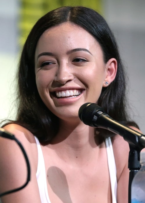 Christian Serratos as seen while speaking at the 2016 San Diego Comic-Con International in San Diego, California, United States