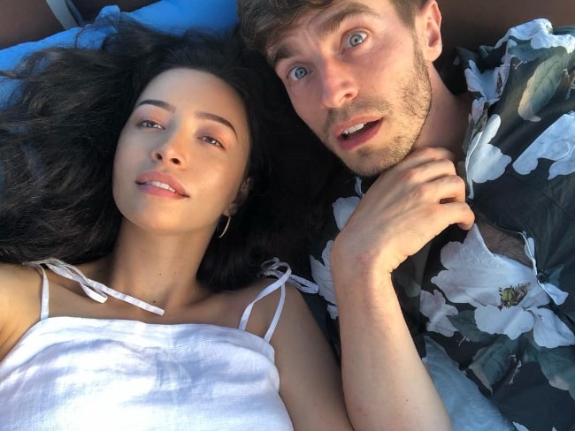 Christian Serratos as seen while taking a selfie with David Boyd in June 2018