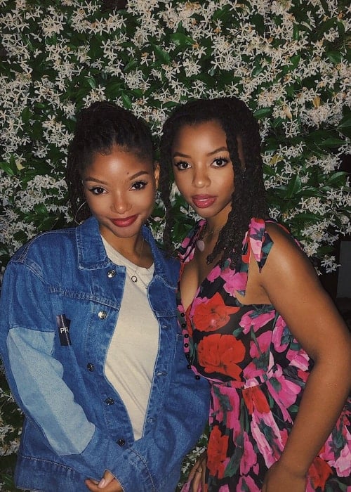 Halle Bailey as seen in a picture with her older sister Chloe Bailey in June 2019