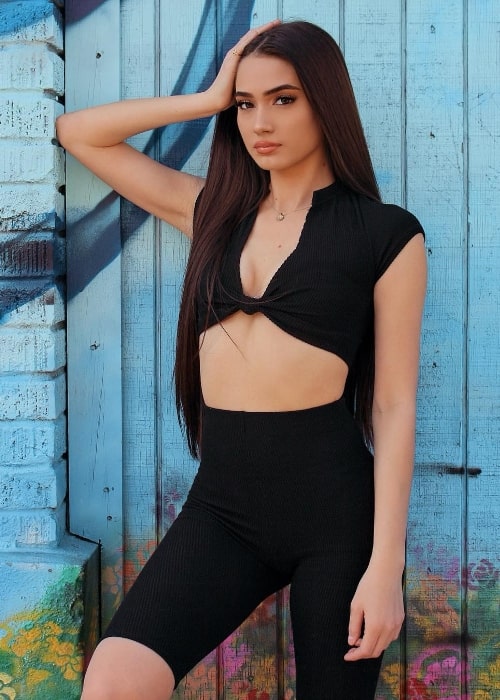 Poiema Victoria as seen while posing for a picture wearing a stunning black outfit in Los Angeles, California, United States in April 2019