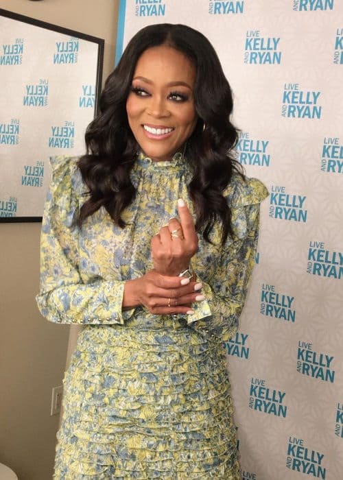 Robin Givens on the set of Live with Kelly and Ryan in June 2019