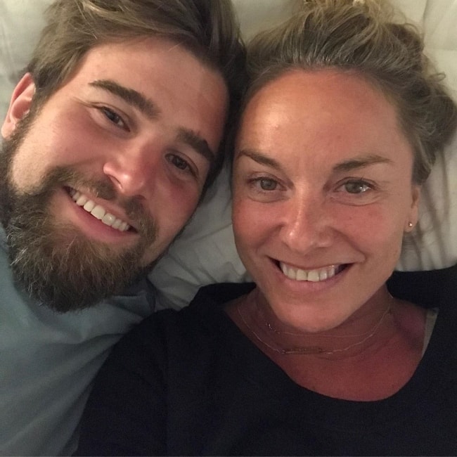 Tamzin Outhwaite as seen in a selfie with Tom Child in May 2019