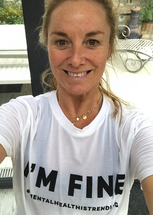 Tamzin Outhwaite as seen while taking a selfie after a session of hot yoga in January 2019