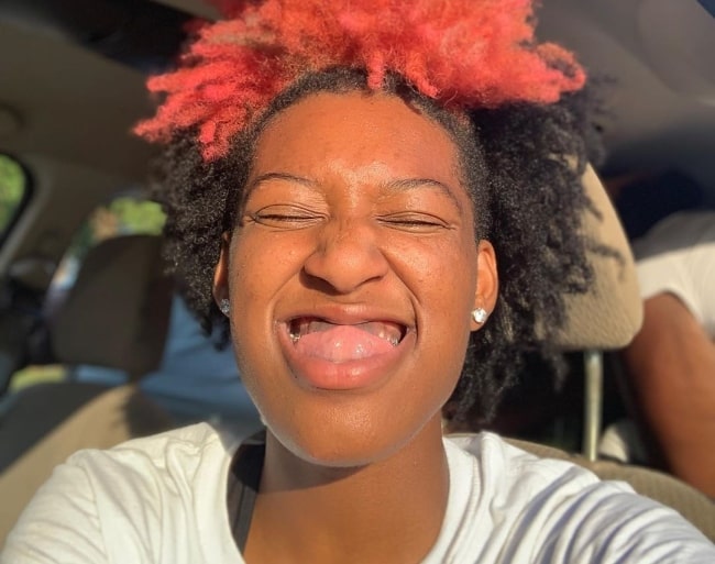 Anayah Rice as seen while taking a goofy selfie in July 2019