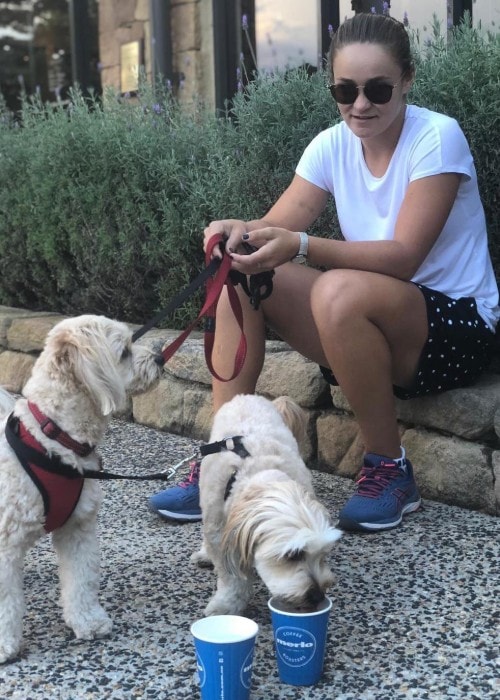 Ashleigh Barty with her dogs as seen in October 2018