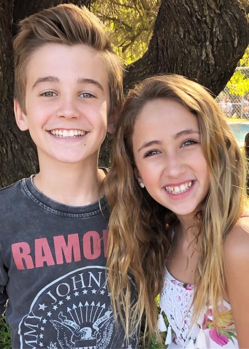 Ava Kolker as seen in a picture with actor Parker Bates at Camp Ronald McDonald for Good Times ranch in Burbank, California in December 2018