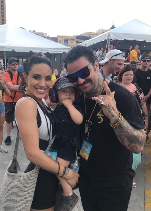 Bam Margera as seen with Nicole Margera and their son in July 2019