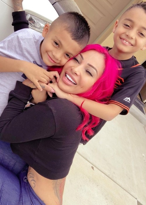 Brittanya Razavi with her kids as seen in May 2018