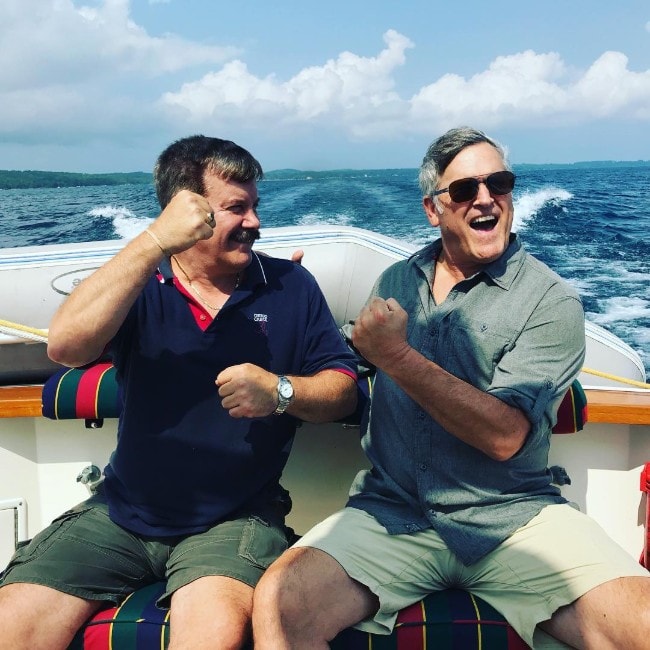 Bruce Campbell with his friend as seen in August 2018