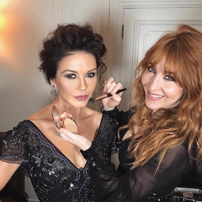 Charlotte Tilbury doing the makeup of Catherine Zeta-Jones in a picture seen on Instagram in March 2019