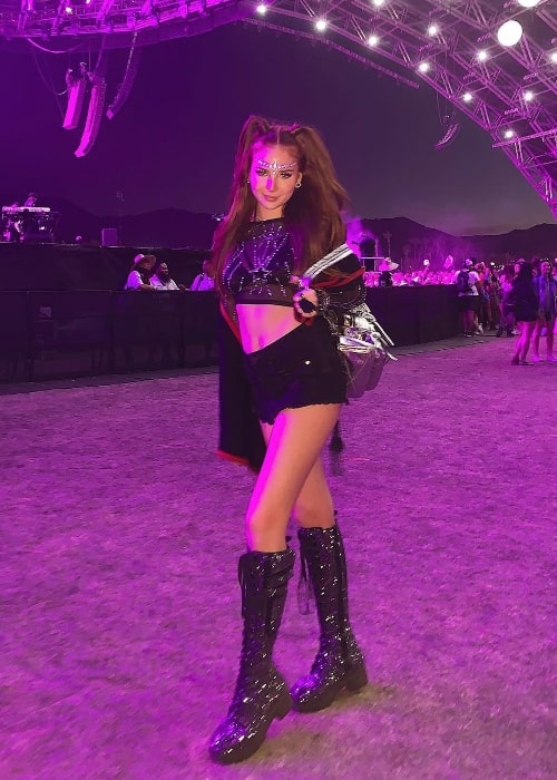 Chloe Jane as seen while posing for a picture on her first day at Coachella, California in April 2019