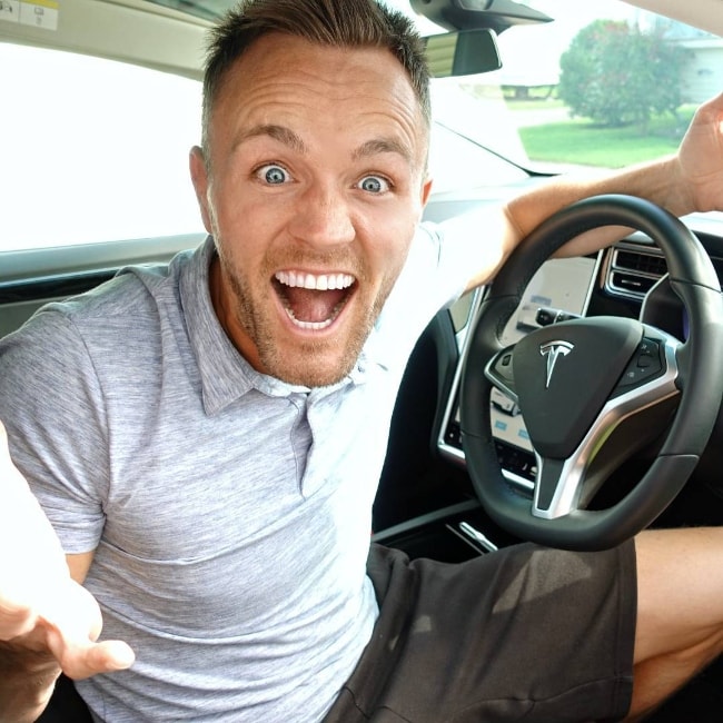 Darren Fizz as seen in a picture while driving a Tesla car in Brighton, England, United Kingdom in September 2017