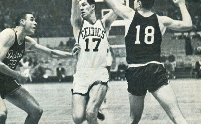 Dave DeBusschere (Left), John Havlicek (Center), and Terry Dischinger (Right) during a match in 1964