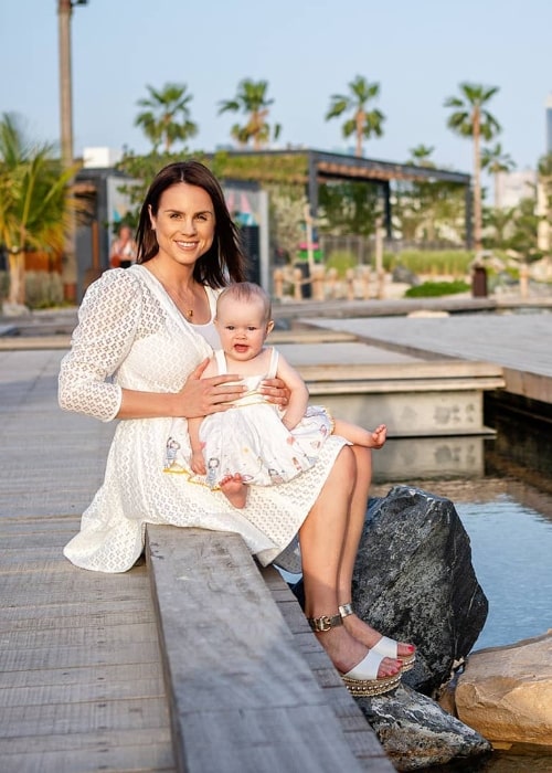 Georgie Fizz as seen while posing for a beautiful picture with her daughter, Karma Oak, at La Mer Dubai in United Arab Emirates in May 2019