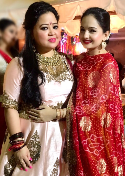 Giaa Manek as seen in a picture with Stand-up Comedian Bharti Singh taken in December 2017