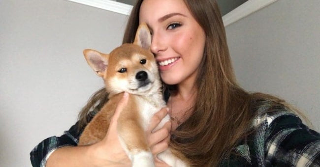 Hailie Jade as seen with her pet dog Wolf in August 2018