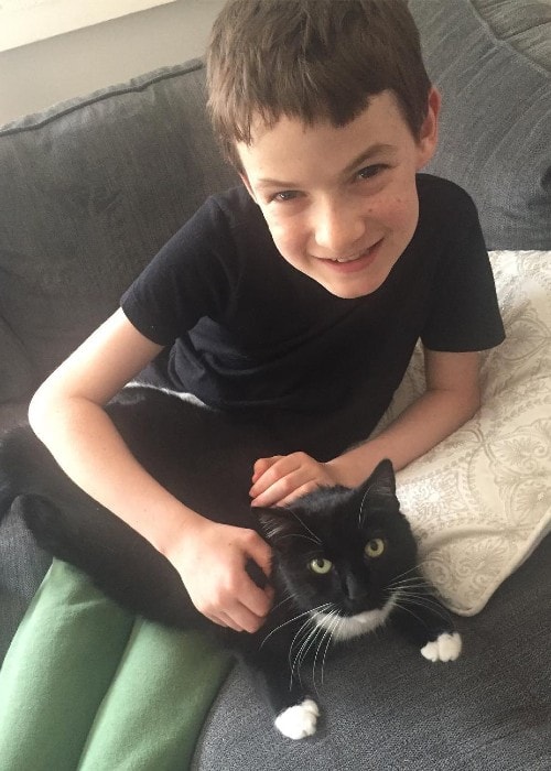 Jason Maybaum with his cat as seen in April 2019