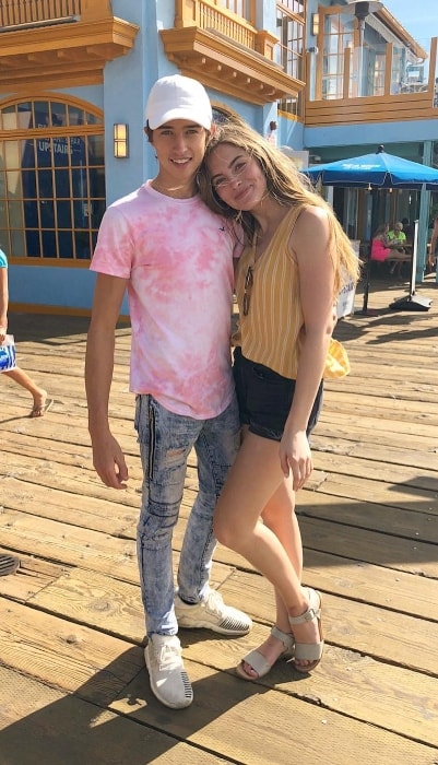 Maverick Baker as seen while posing for a picture with his sister, Lani Baker, at Santa Monica Pier in Santa Monica, California, United States in September 2018