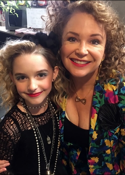 Mckenna Grace (Left) as seen while posing for a picture with Gail Edwards on the 'Fuller House' set in September 2017