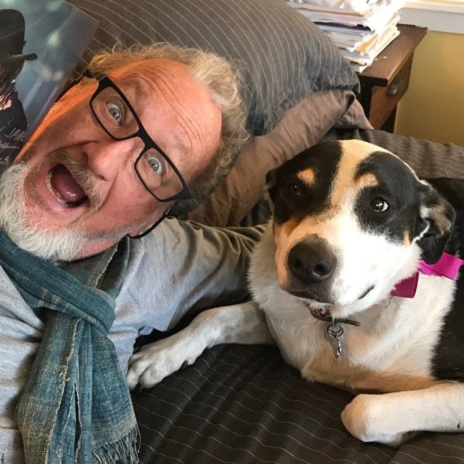 Robert Englund with his dog as seen in April 2017