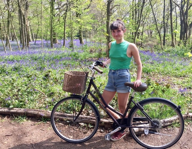 Ruby Bentall as seen while posing for a picture with her new bicycle in April 2019
