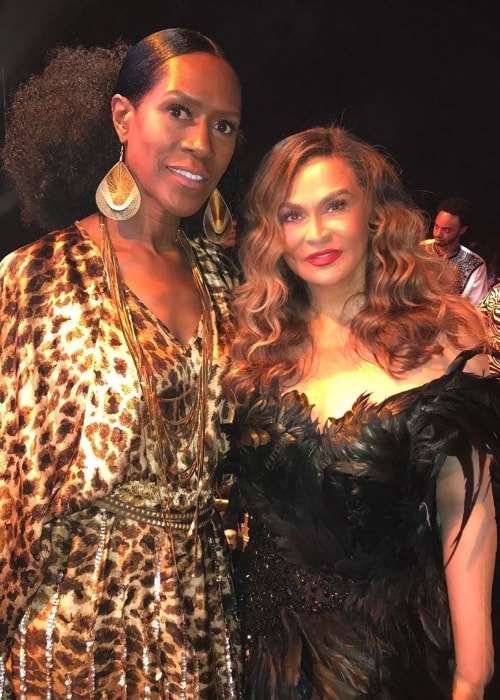 Tina Knowles (Right) as seen while posing for the camera with her friend, Eula Ree, at the Wearable Art Gala 2019