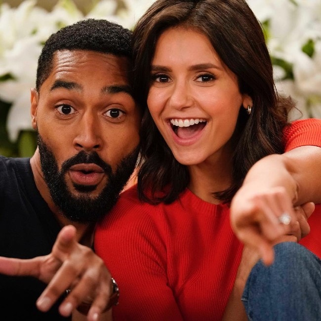 Tone Bell with co-star Nina Dobrev at the CBS Studio Center as seen in January 2019