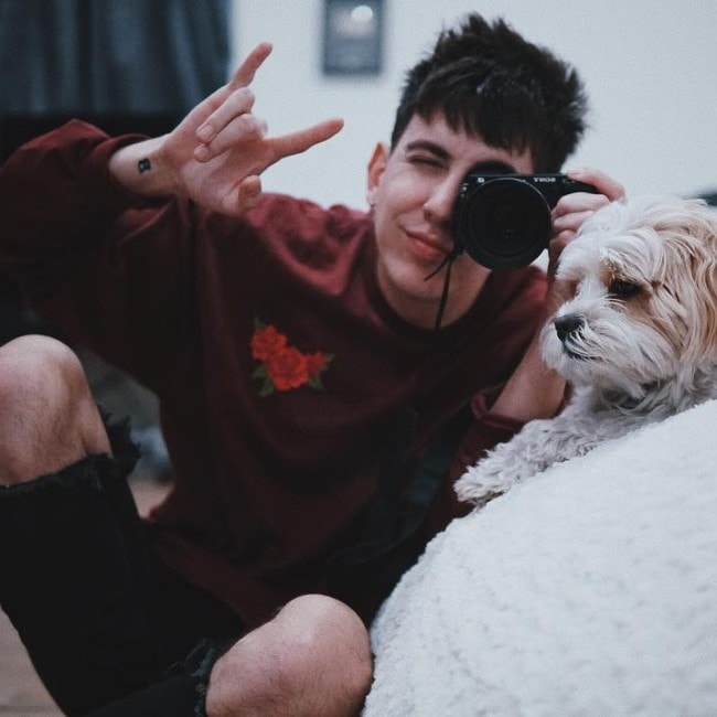 Bobby Mares with his dog as seen in December 2017