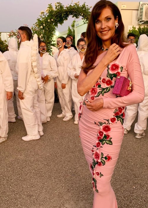 Carol Alt as seen in a picture taken in Teatro del Silenzio, Italy in July 2019