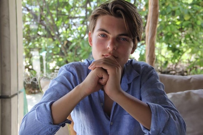 Damian Hurley as seen while posing for the camera during his visit to India in February 2017