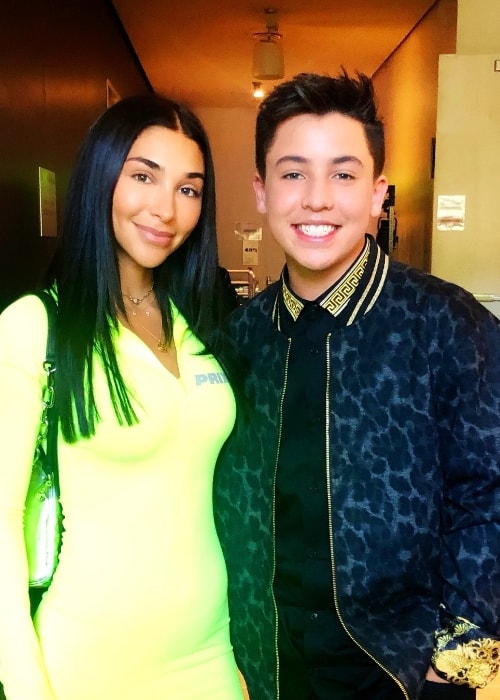 Freddy Pomee as seen while posing for the camera alongside DJ Chantel Jeffries at YouTube Space in Los Angeles, California, United States in January 2019
