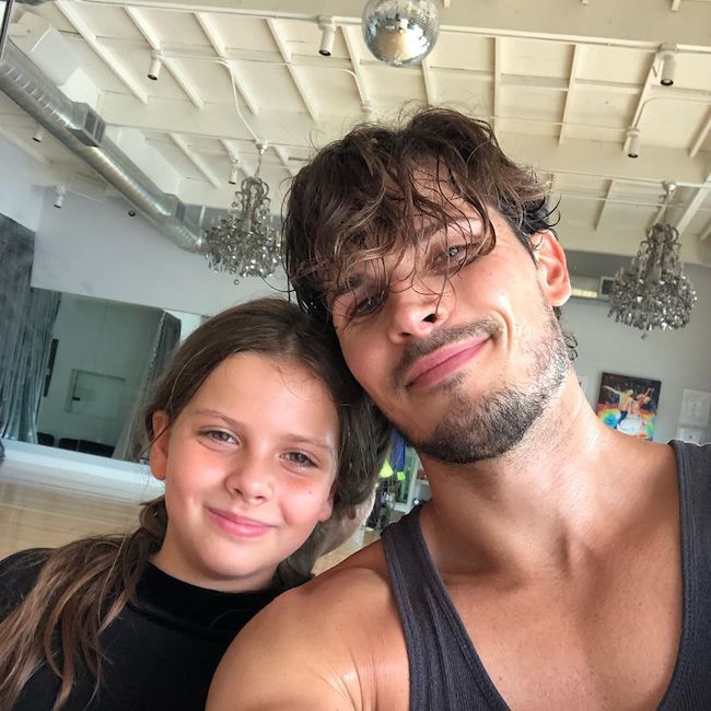 Gleb Savchenko with older daughter Olivia during a dance practice session in July 2019