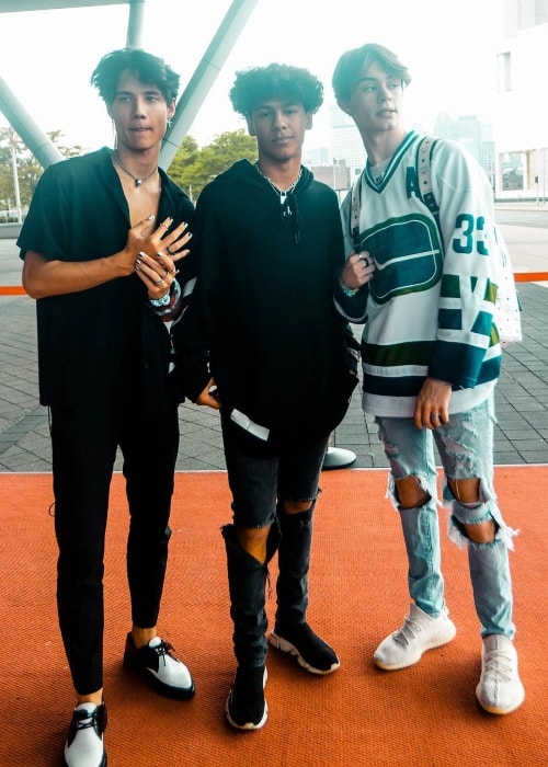 Jaden Hossler as seen while posing for a picture along with Yousif Sabbah (Center) and Anthony Reeves (Right) in 2019