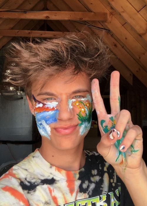 Jaden Hossler as seen while taking a selfie with his painted face in May 2019