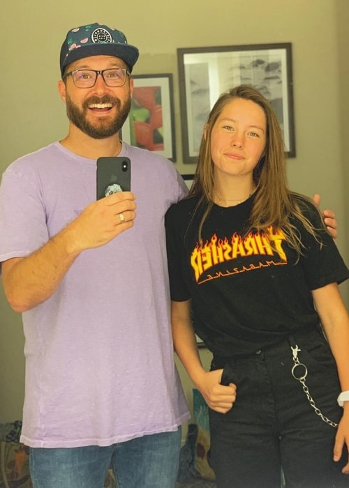 Jason Coffee as seen while posing for a mirror selfie along with his daughter, Peyton Coffee, in Waikoloa, Hawaiʻi County, Hawaii, United States in April 2019