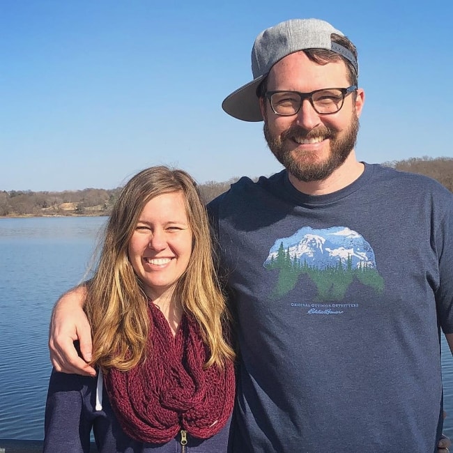 Jason Coffee as seen while posing for the camera along with his wife, Chassy Coffee, in Kansas, United States in May 2018