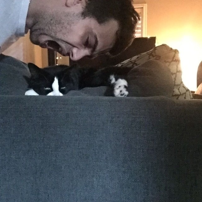 Jay Baruchel with his cat as seen in September 2016