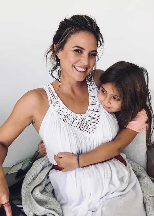 Josie Maran as seen in an adorable picture along with her daughter in Beachwood Canyon in Hollywood Hills, Los Angeles, California, United States in October 2018