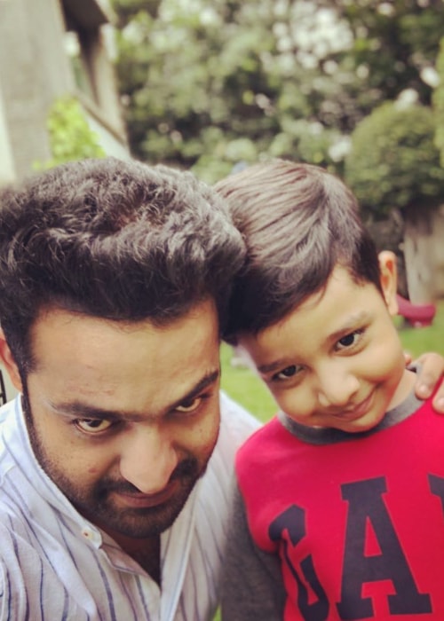 Jr. NTR as seen in a selfie taken with his son Abhay Ram Nandamuri in July 2018