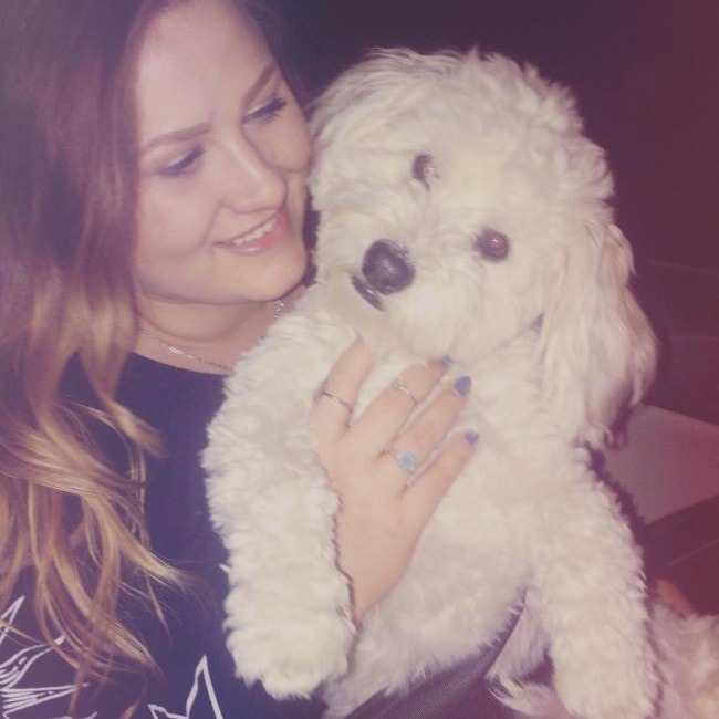 Kendall Rae with her dog as seen in April 2019