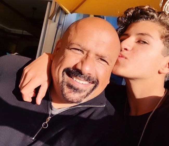 Mason Coutinho as seen while taking a selfie with his father in Los Angeles, California, United States