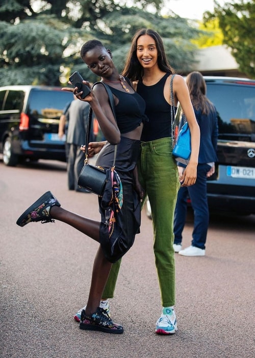 Mona Tougaard (Right) as seen while posing for a picture along with the South Sudanese-Australian model, Adut Akech, in July 2019