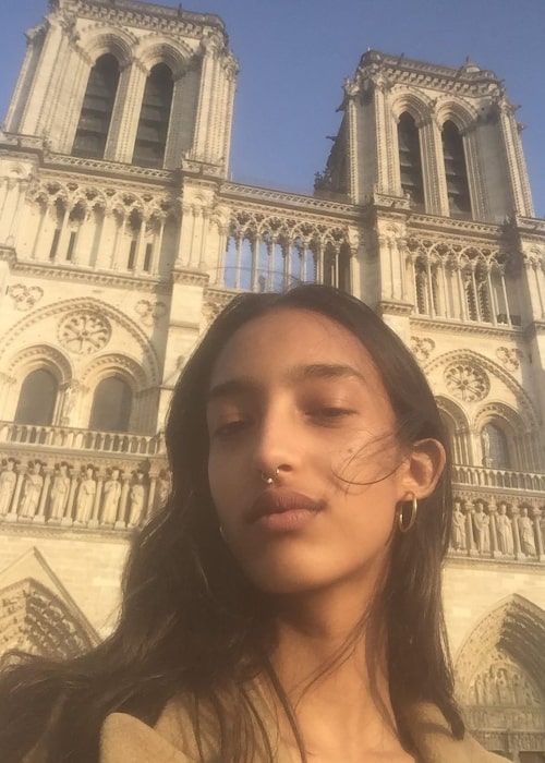 Mona Tougaard as seen while taking a selfie at Cathédrale Notre-Dame de Paris located in Paris, France