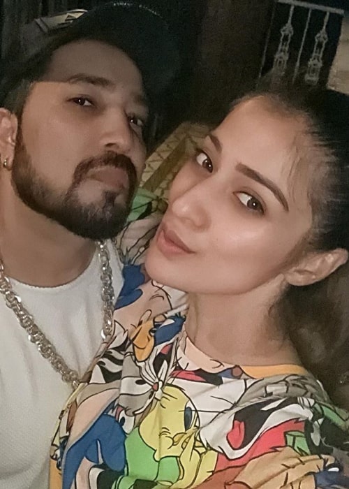 Raai Laxmi as seen in a selfie taken in with indian playback singer and live performer Mika Singh in June 2019