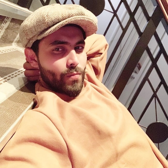 Ravindra Jadeja as seen in a selfie in July 2019