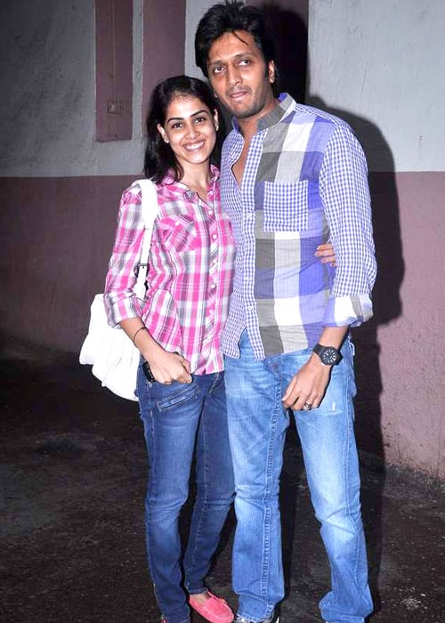 Riteish Deshmukh and Genelia D'Souza as seen in a picture taken when they went to watch Bol Bachchan in July 2012