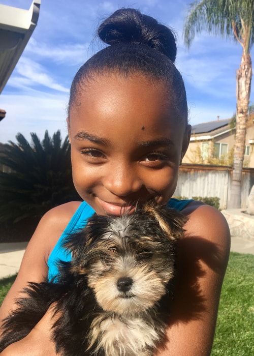 Saniyya Sidney as seen in a picture taken with her dog Buscuit in Los Angeles, California in Decenber 2017